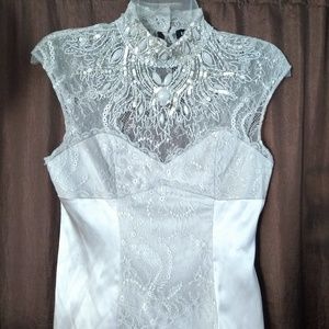 Beaded silver blouse